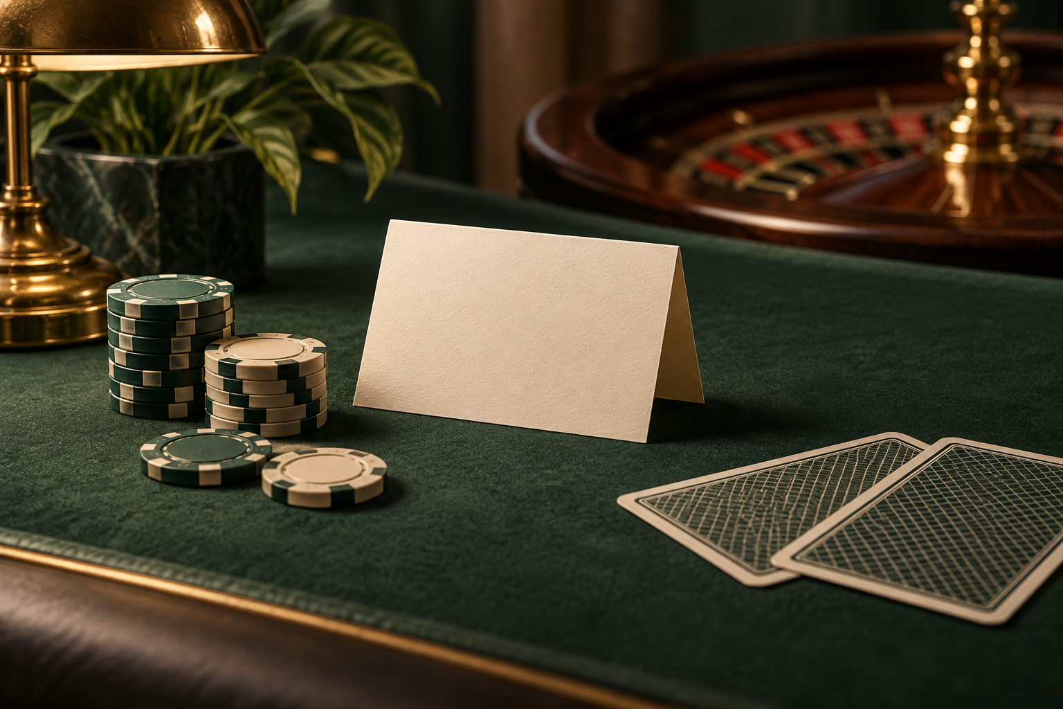 Kartu, chip, roda permainan, dan lembar untuk membaca ketentuan